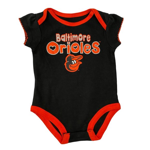 Baltimore Orioles White Orange Black Infant Baby Girl Bodysuits 0-3M 3-6M 18M - Picture 3 of 15